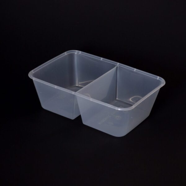 1000cc Rectangular Food Container 2 Section (50:50) 250 sets (T1000D) - Image 2