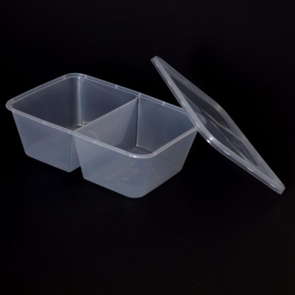 1000cc Rectangular Food Container 2 Section (50:50) 250 sets (T1000D) - Image 3