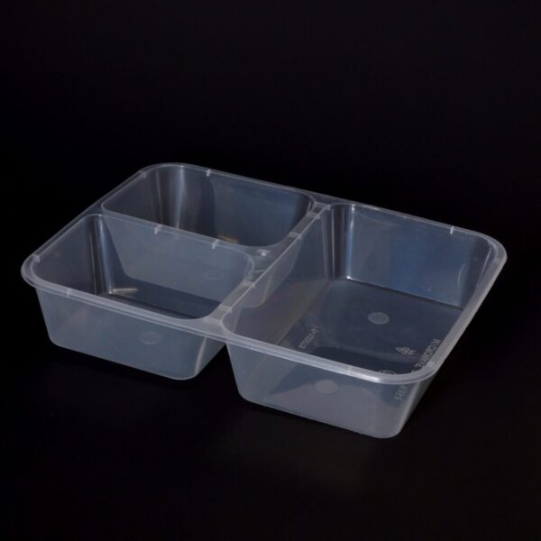 1200cc Rectangular Food Container 3 Section (100 sets) - Image 3