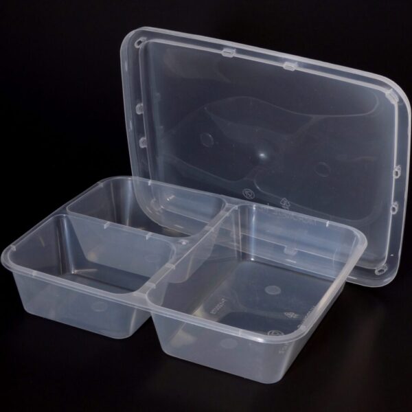 1200cc Rectangular Food Container 3 Section (100 sets) - Image 4