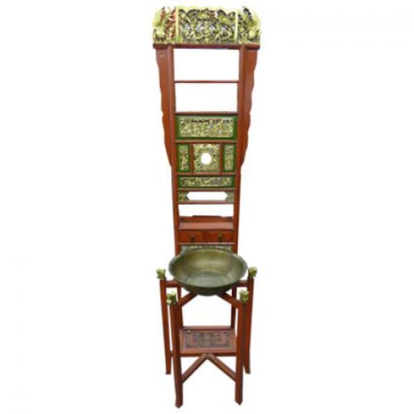 (S1) Red/Gold Stand with Copper Basin