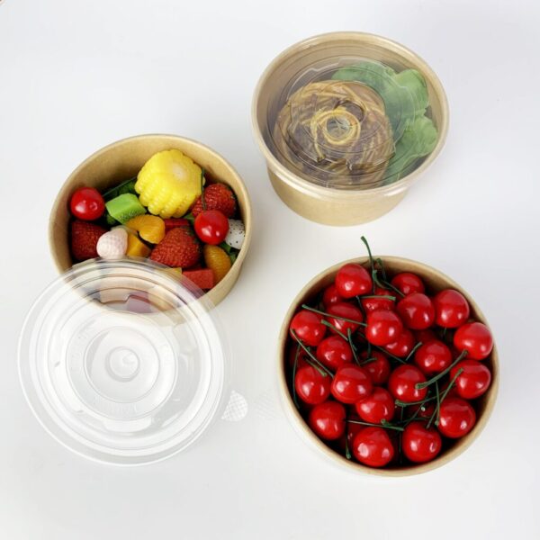 Kraft Paper Food Bowls (500cc) with lids (300 sets) - Image 4