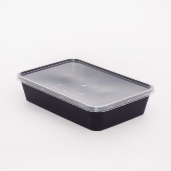 500cc Rectangular Food Container Black Base with Clear Lid 250 sets
