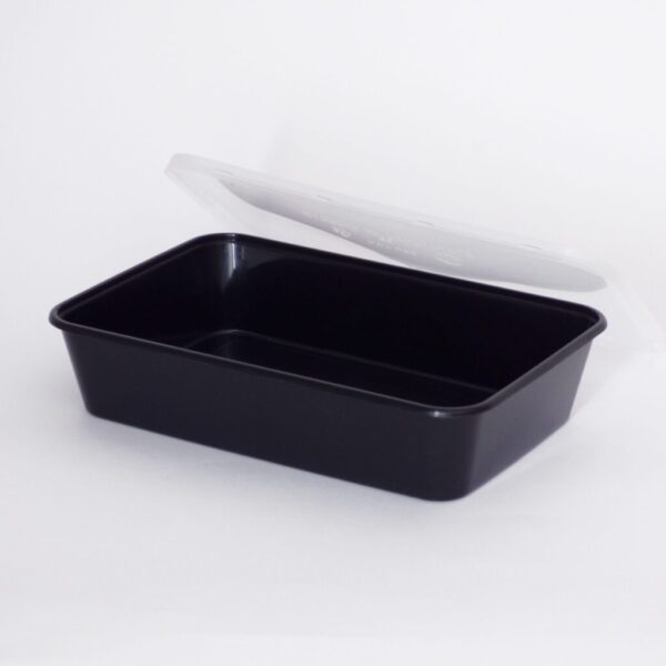 500cc Rectangular Food Container Black Base with Clear Lid 250 sets - Image 2