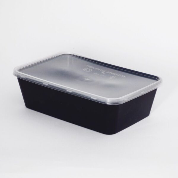 650cc Rectangular Food Container Black Base with Clear Lid 250 sets