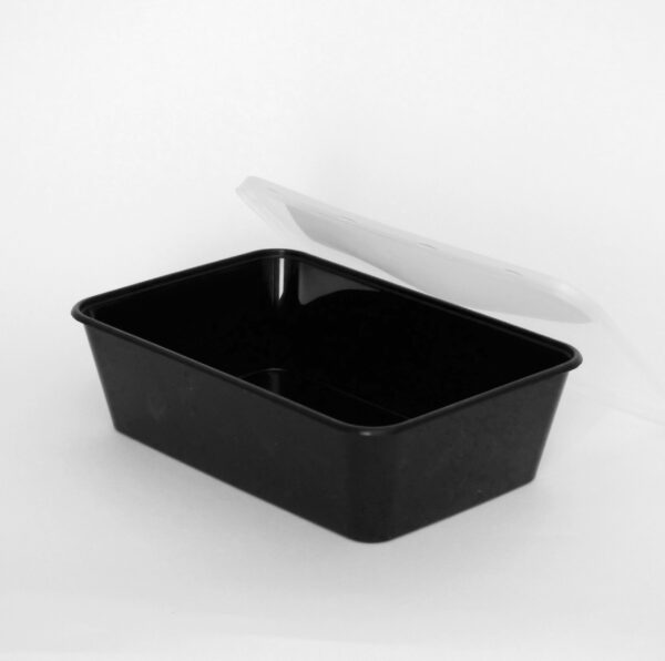 650cc Rectangular Food Container Black Base with Clear Lid 250 sets - Image 2