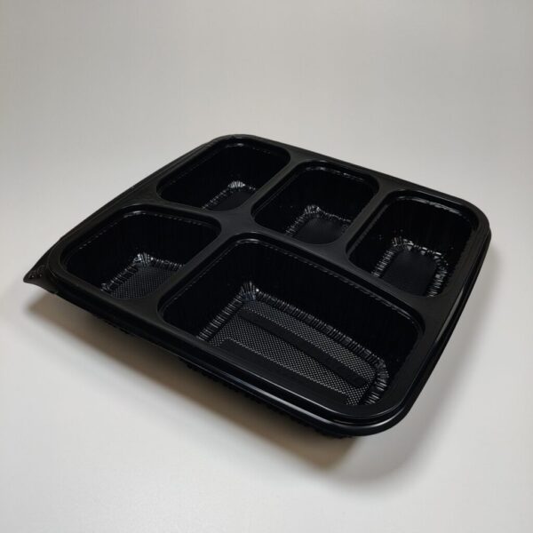 1000ml Black 5 Compartment Square Food Container (170ML/340ML/170ML/150ML/170ML) (200 sets) - Image 4
