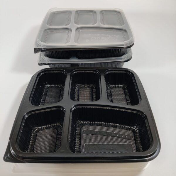 1000ml Black 5 Compartment Square Food Container (170ML/340ML/170ML/150ML/170ML) (200 sets) - Image 5