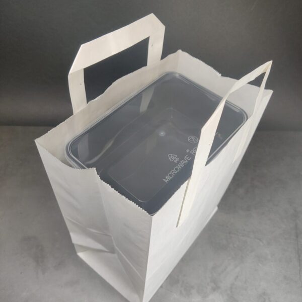 White Kraft Paper Takeaway Carrier Bags (L) (250pcs) @ 8.2p + vat each - Image 3