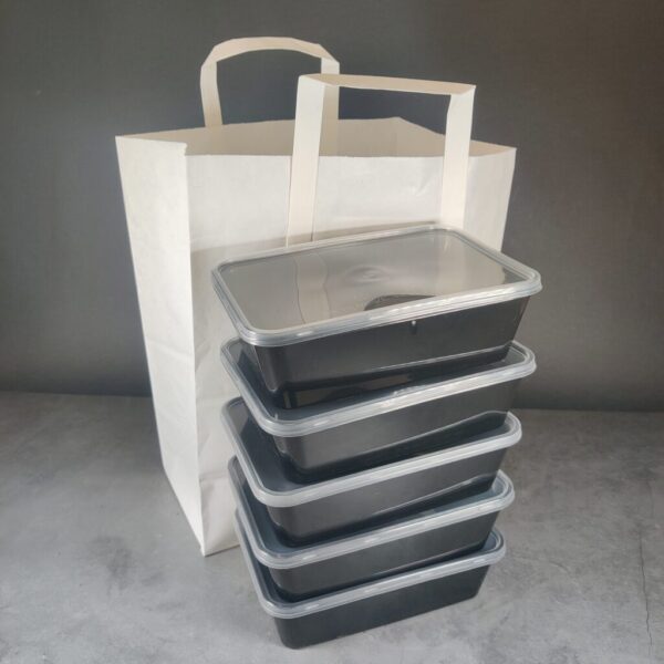 White Kraft Paper Takeaway Carrier Bags (L) (250pcs) @ 8.2p + vat each - Image 2