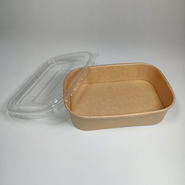 Kraft Paper Food Rectangular Box (500cc) with lids (300 sets) - Image 2
