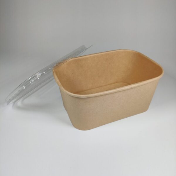 Kraft Paper Food Rectangular Box (1000cc) with lids (300 sets) - Image 2
