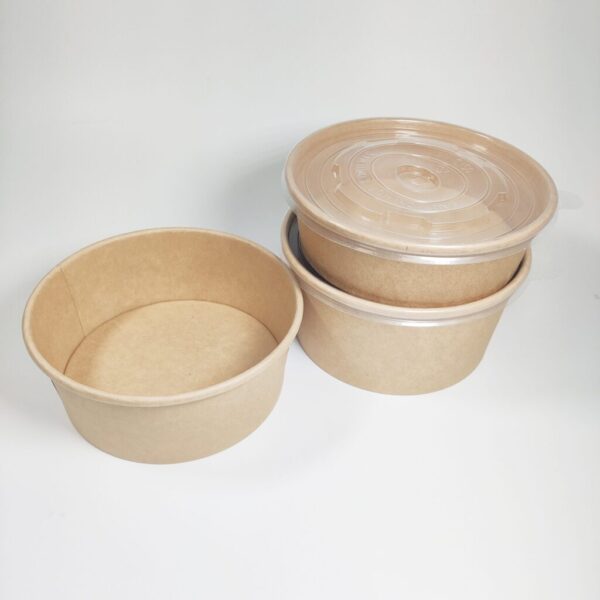 Kraft Paper Food Bowls (500cc) with lids (300 sets) - Image 6