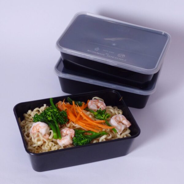 650cc Rectangular Food Container Black Base with Clear Lid 250 sets - Image 3