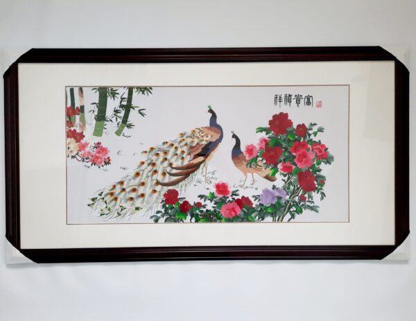 Peacocks, Blossom Flowers and Bamboo 富貴禎祥