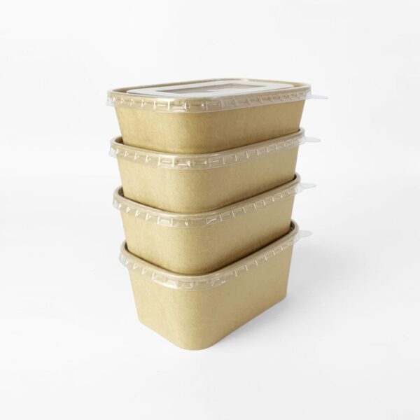 Kraft Paper Food Rectangular Box (500cc) with lids (300 sets) - Image 4