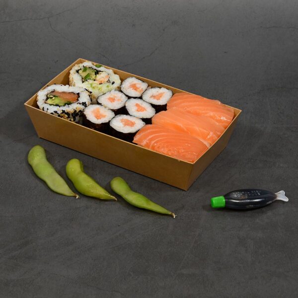 Kraft Paper Sushi box with Lids No.2, 450ml (500 sets) - Image 3