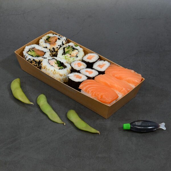 Kraft Paper Sushi Box with Lids No.3, 475ml (350sets) - Image 3