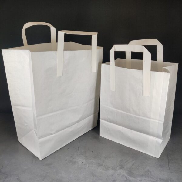 White Kraft Paper Takeaway Carrier Bags (L) (250pcs) @ 8.2p + vat each - Image 4