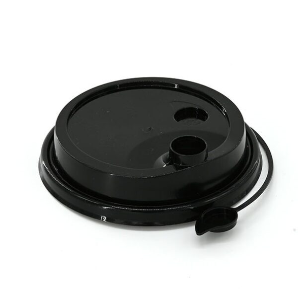 12oz - 16oz Black Coffee Cup Sip-Thru Lids with plug