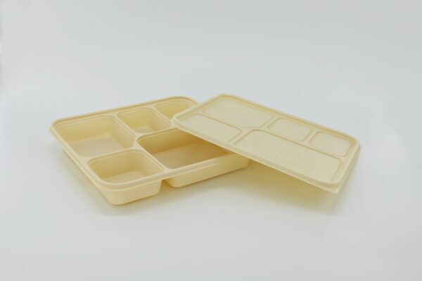 5 Compartment biodegradable food container, 200sets