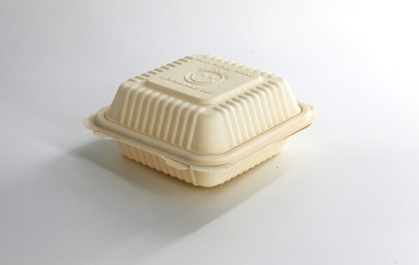 (BIO-D) Corn Starch Clamshell Container (burger box), 450ml,250pcs/ctn