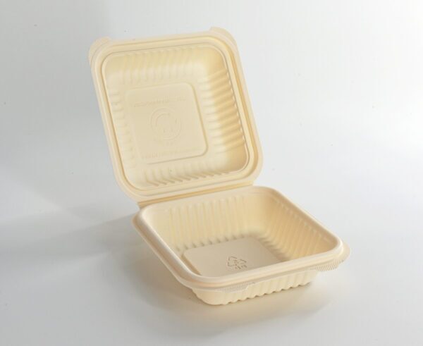 (BIO-D) Corn Starch Clamshell Container (burger box), 450ml,250pcs/ctn - Image 2
