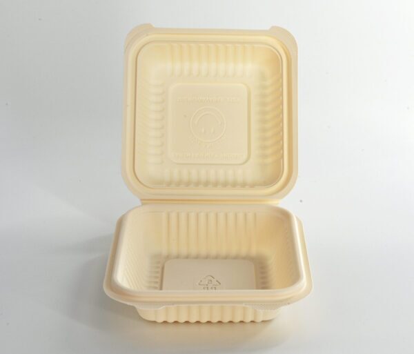 (BIO-D) Corn Starch Clamshell Container (burger box), 450ml,250pcs/ctn - Image 3