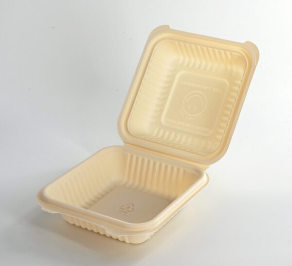 (BIO-D) Corn Starch Clamshell Container (burger box), 450ml,250pcs/ctn - Image 5