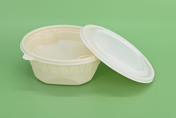 (BIO-D) Corn Starch Bowl Container with Inner Tray 1000ml, 120pcs/ctn