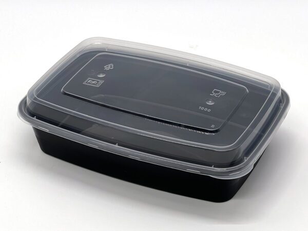 1000cc Rectangular Food container Black Base with Clear Dome Lid 150sets - Image 5