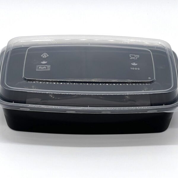 1000cc Rectangular Food container Black Base with Clear Dome Lid 150sets