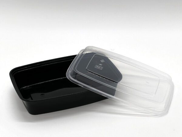 1000cc Rectangular Food container Black Base with Clear Dome Lid 150sets - Image 3