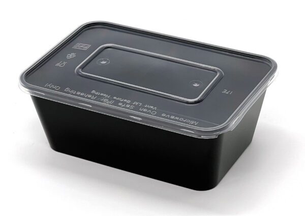 1000cc Food Container Black Base with Clear Lid 250 sets