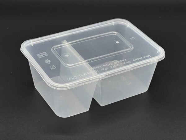 1000cc Rectangular Food Container 2 Section (700/300) Clear, 250 sets - Image 3