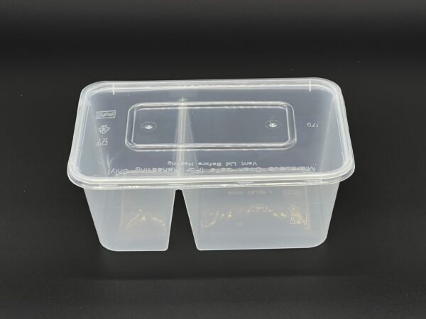 1000cc Rectangular Food Container 2 Section (700/300) Clear, 250 sets - Image 2