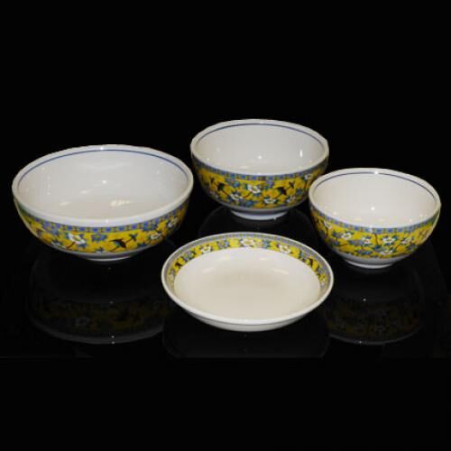 Oriental Style Yellow Pattern Deep Plate (18.4cm / 7.25") - Image 2