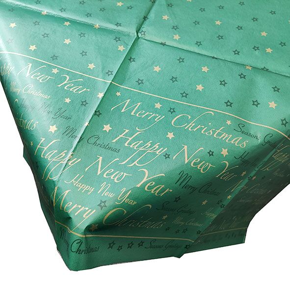 "Merry Xmas Stars/Grn" Wipeable Table Covers, 90cm, (100pcs) - Image 2