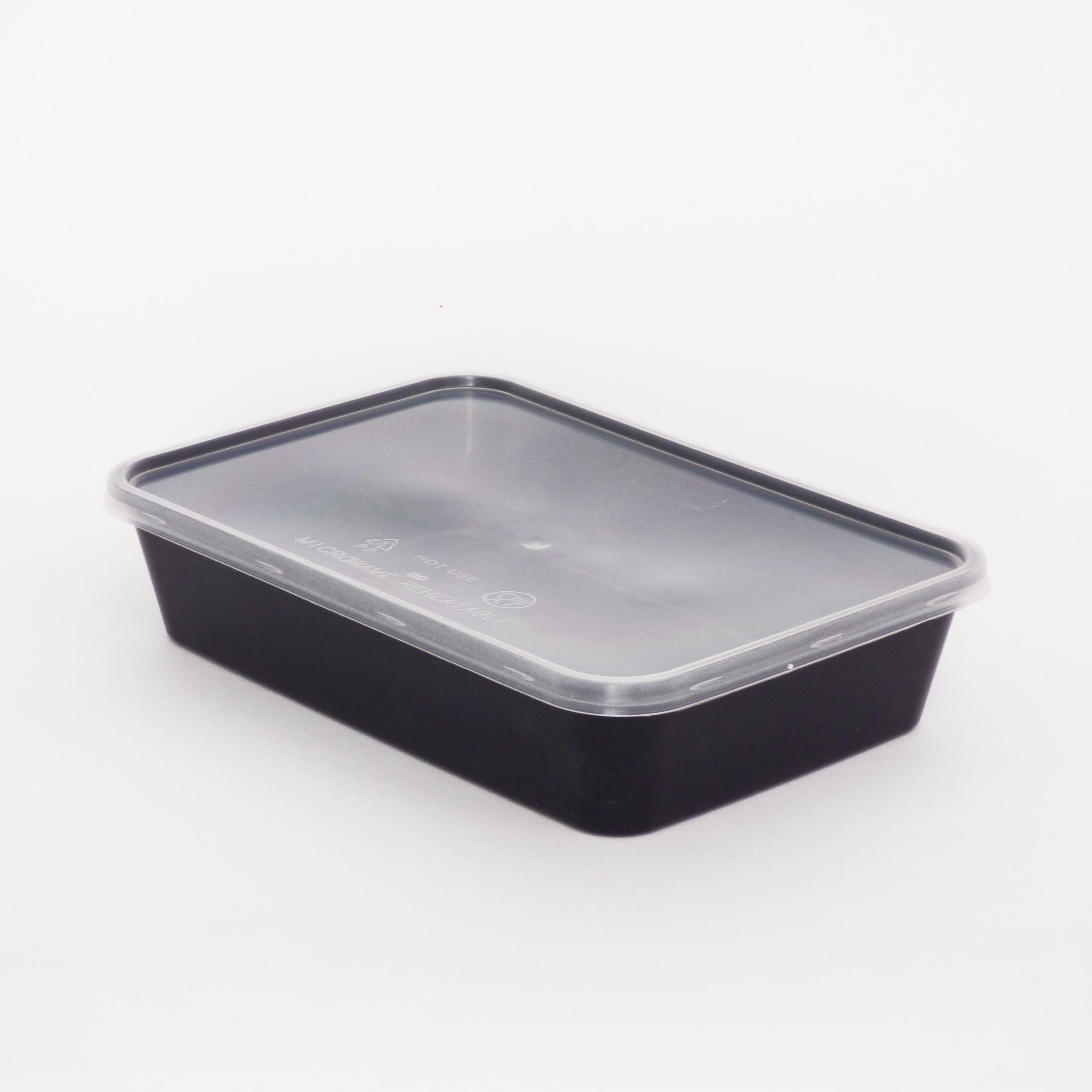 500cc Rectangular Food Container Black Base with Clear Lid 250 sets