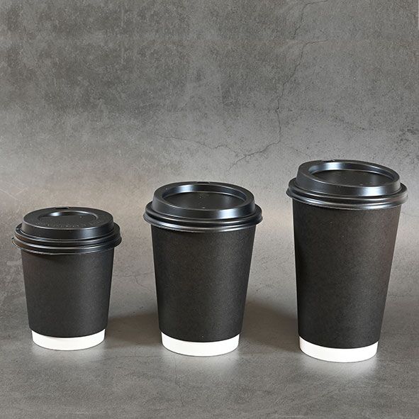 Black Double Wall Disposable Coffee Cup ( Lids sold Separately )