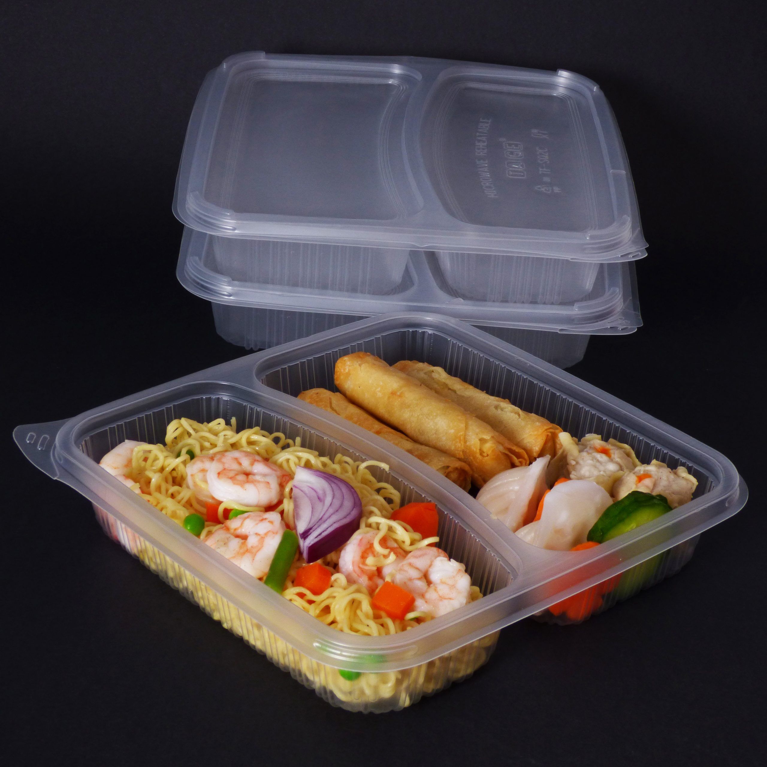 1100ml 2 Compartment Square Container (200 sets) - Image 2