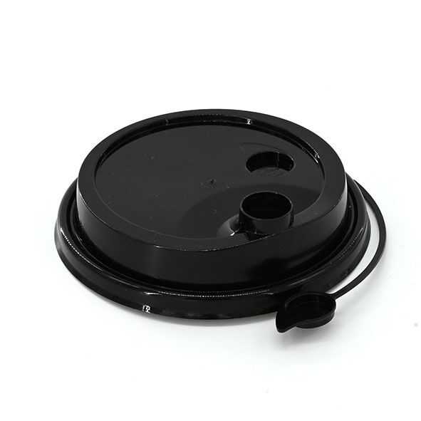 12oz - 16oz Black Coffee Cup Sip-Thru Lids with plug