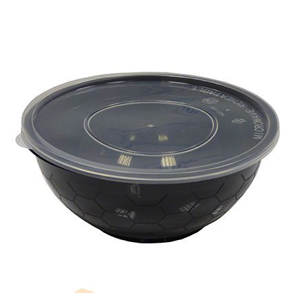 1050cc Round Black Food Container with Lids (150 sets)