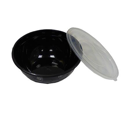 1050cc Round Black Food Container with Lids (150 sets) - Image 3