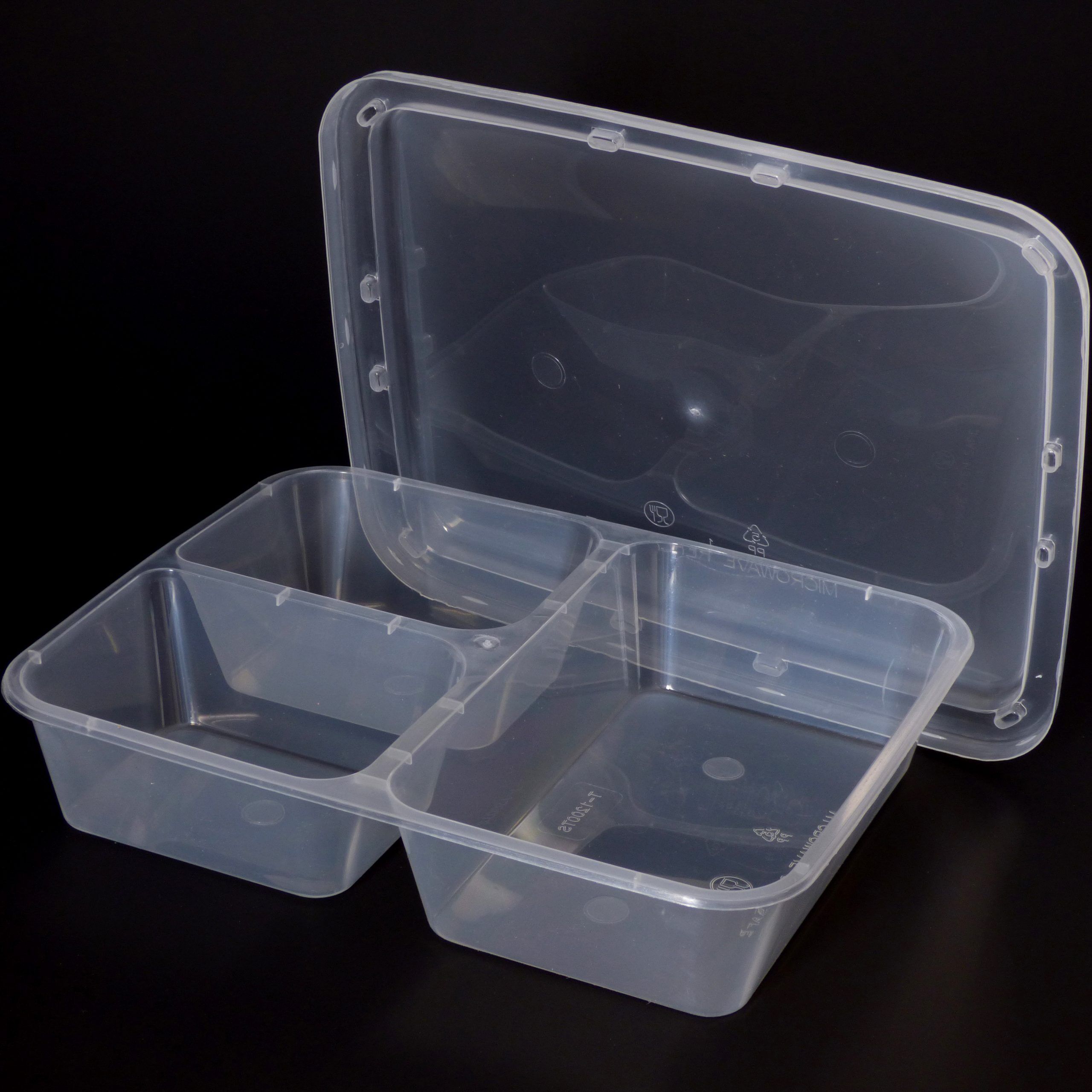 1200cc Rectangular Food Container 3 Section (100 sets) - Image 4
