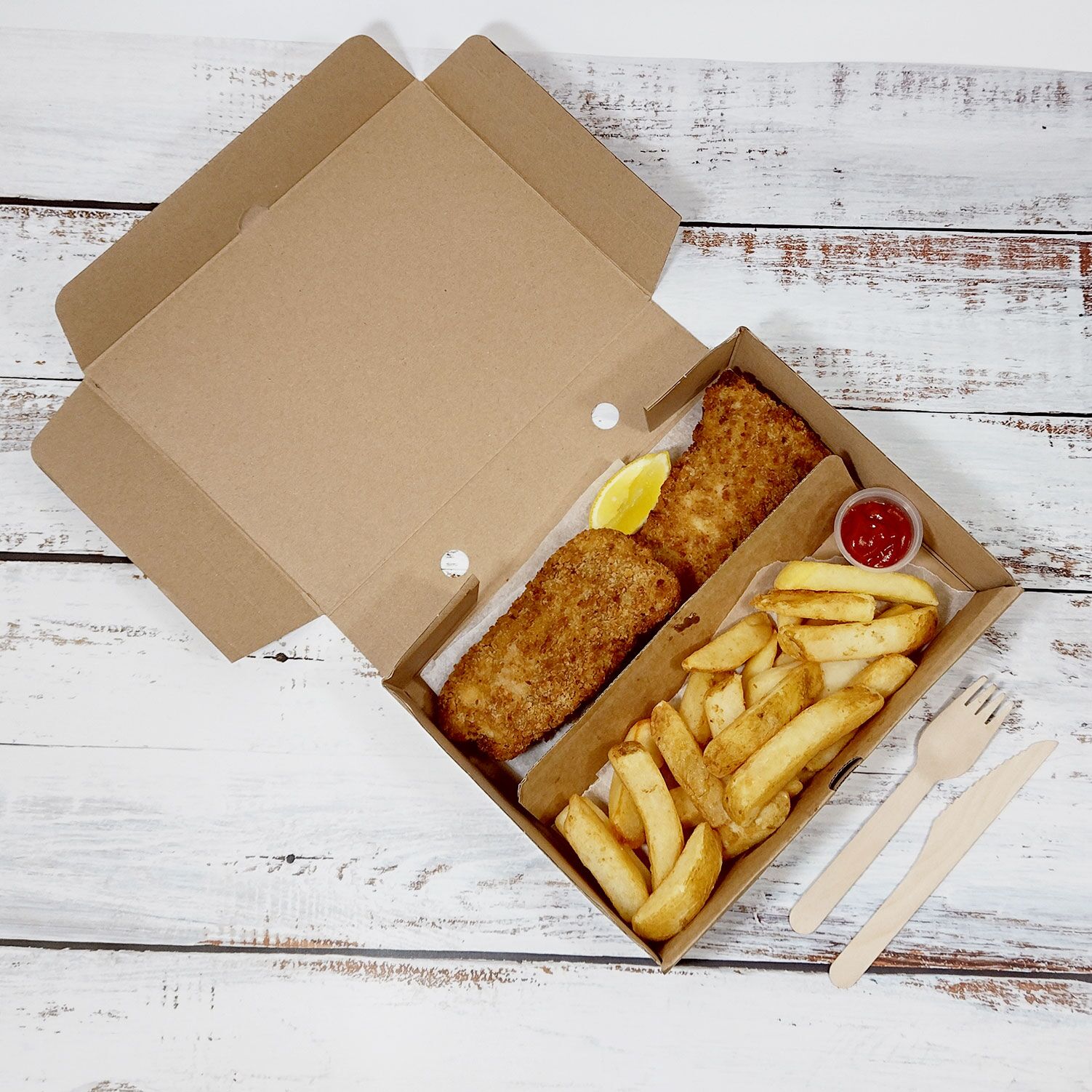 Premium Kraft paper Meal box with divider medium (100pcs) - Image 2