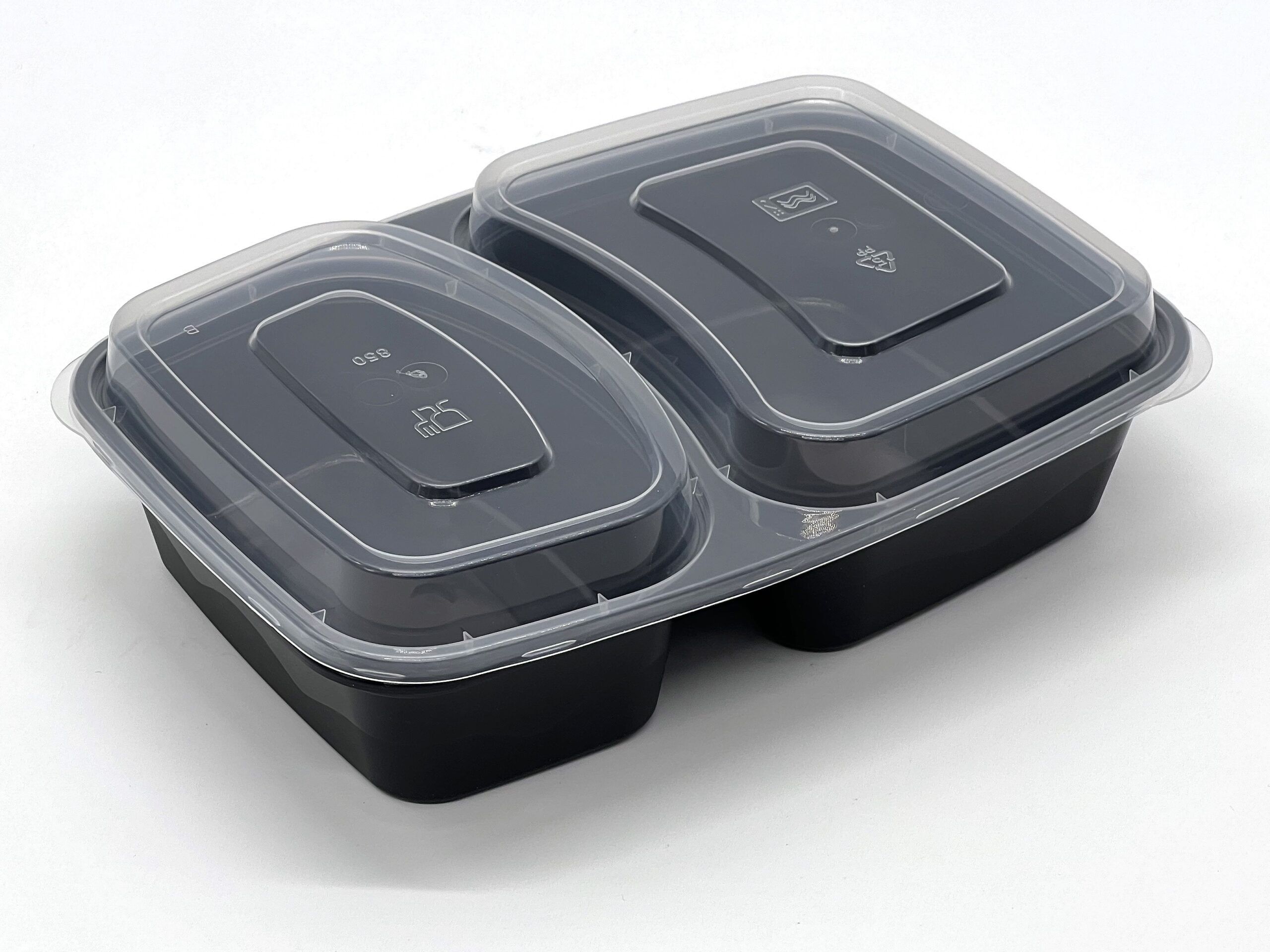 850cc 2 Compartment Food container Black Base with Clear Lid 150 sets - Image 4