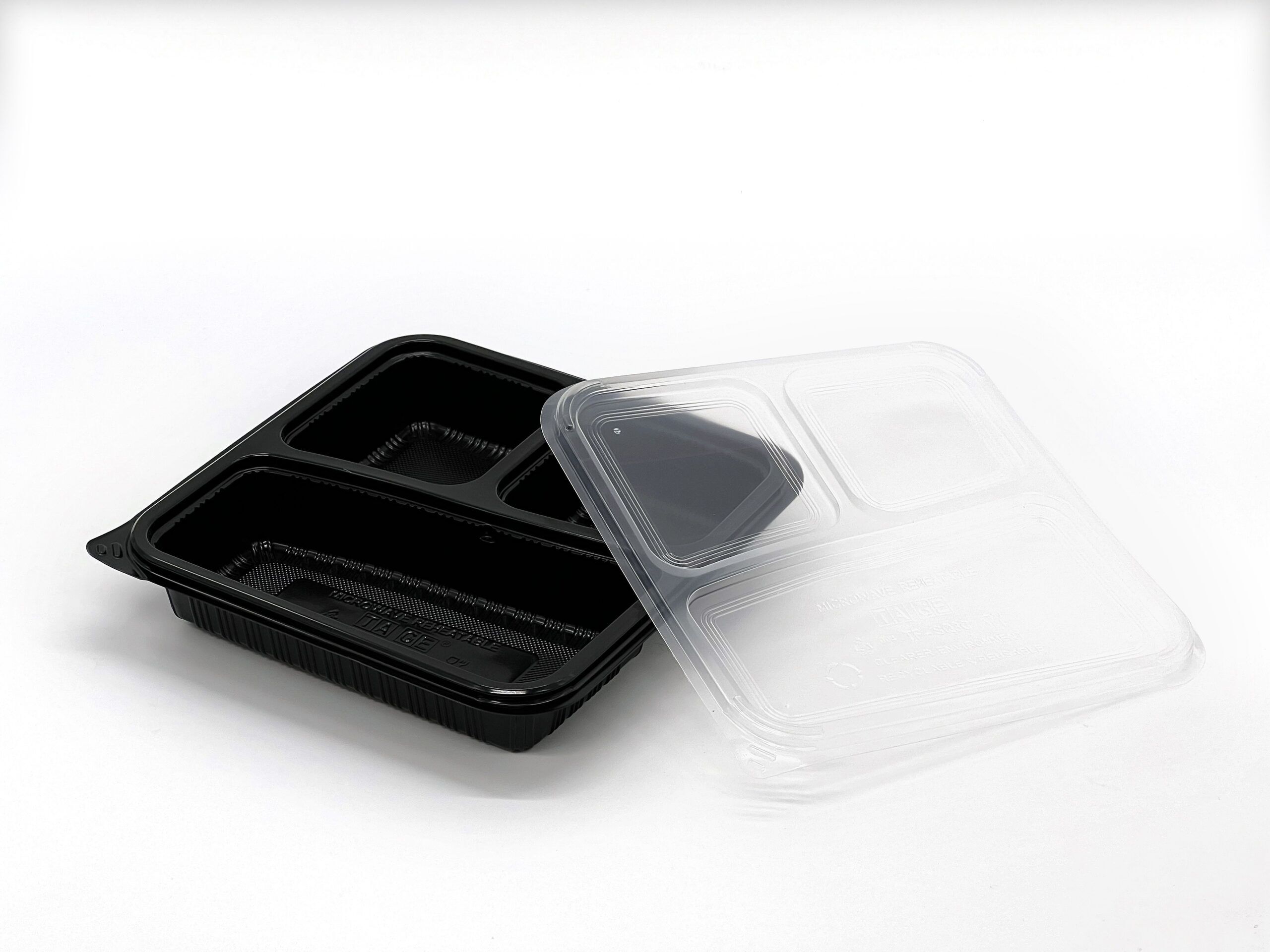 930ml Black 3 Compartment Square Food Container (480ML/240ML/210ML) (200 sets) - Image 3