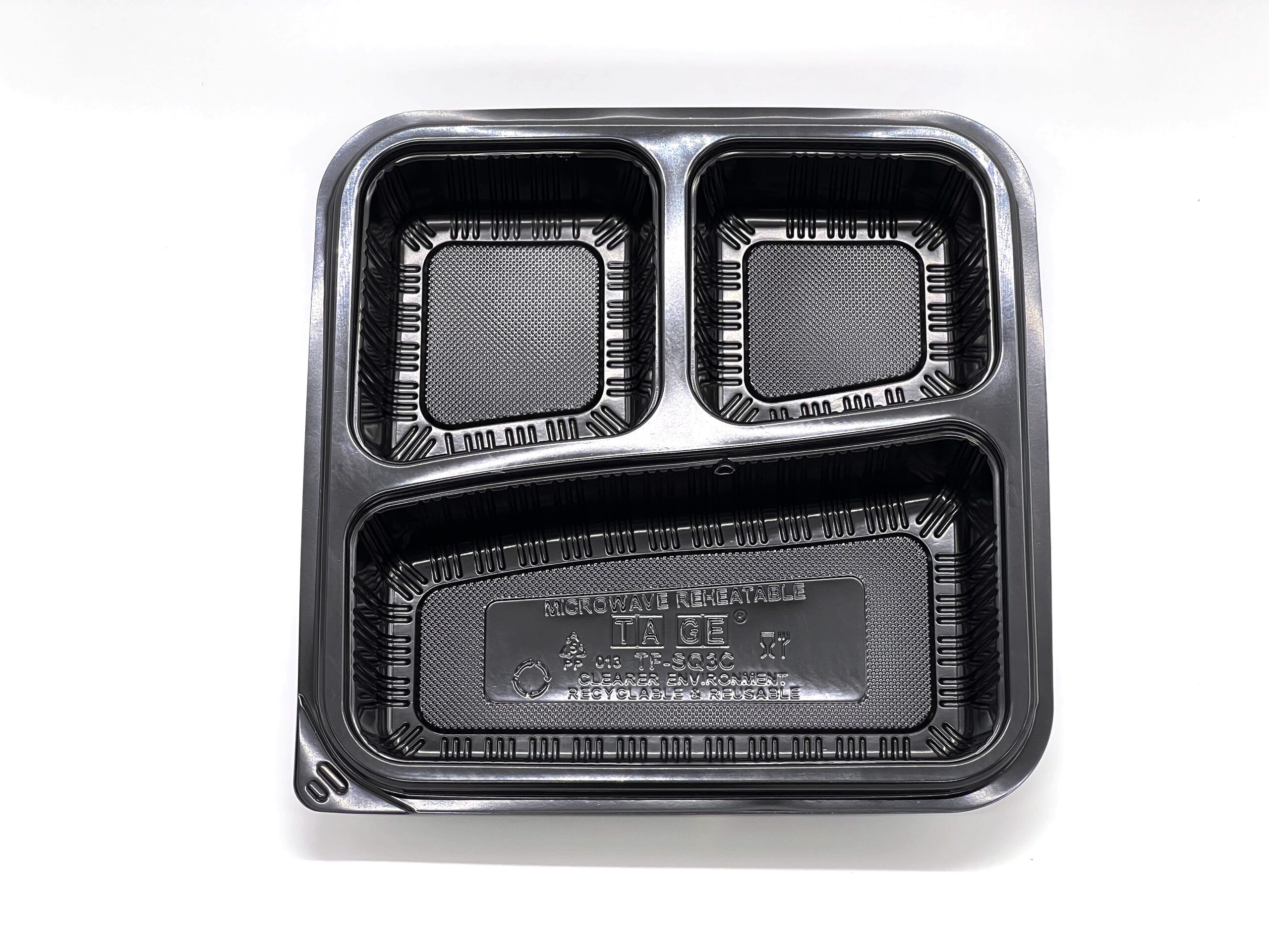 930ml Black 3 Compartment Square Food Container (480ML/240ML/210ML) (200 sets) - Image 5