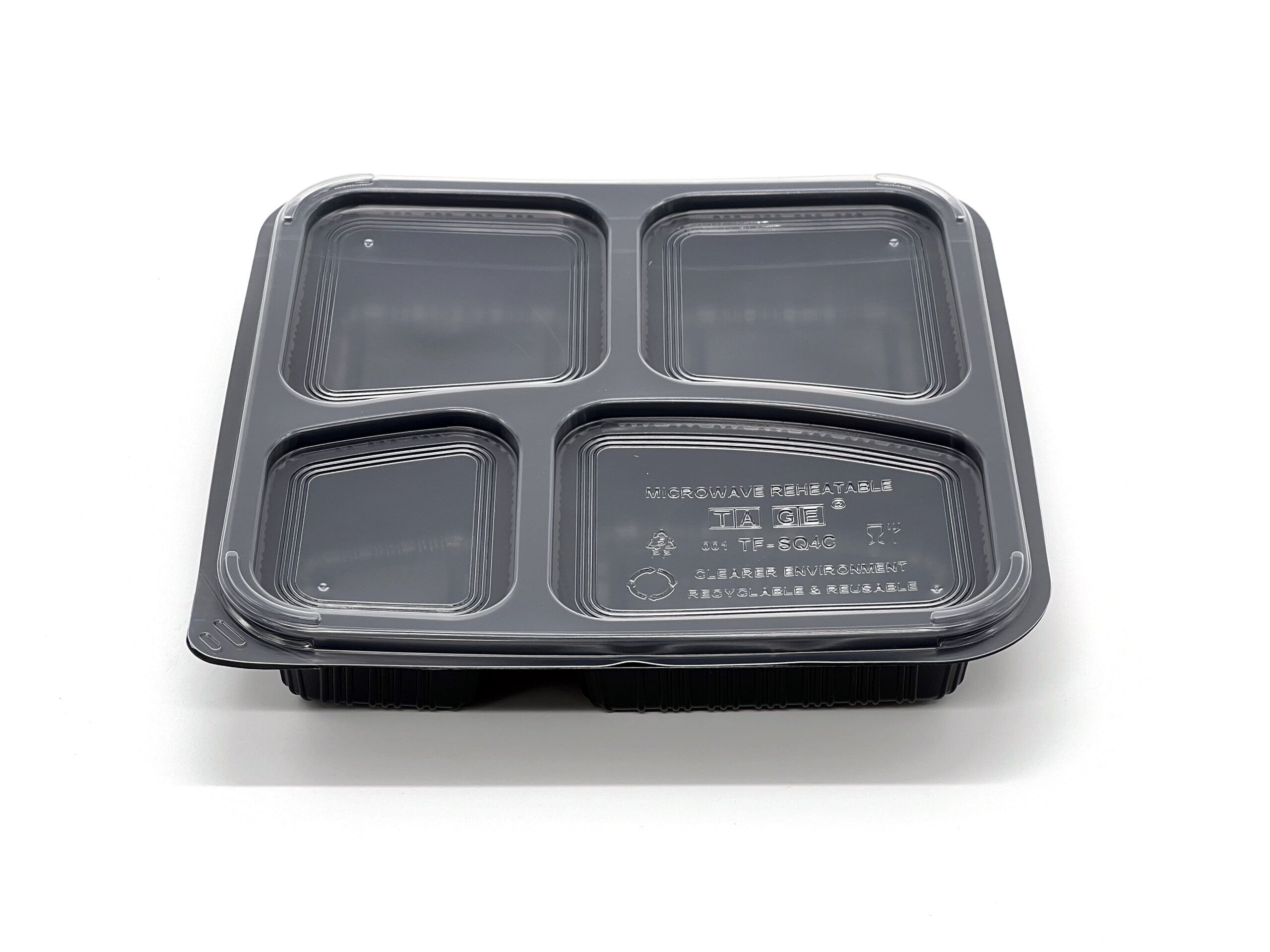 995ml Black 4 Compartment Square Food Container (140ML/250ML/245ML/245ML) (200 sets) - Image 3